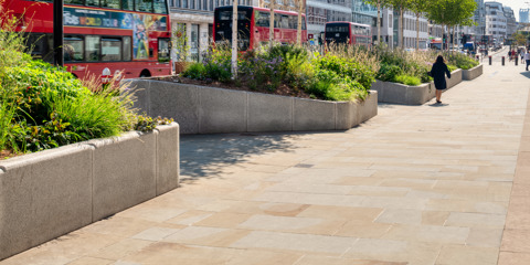 Flamed Callisto granite planters