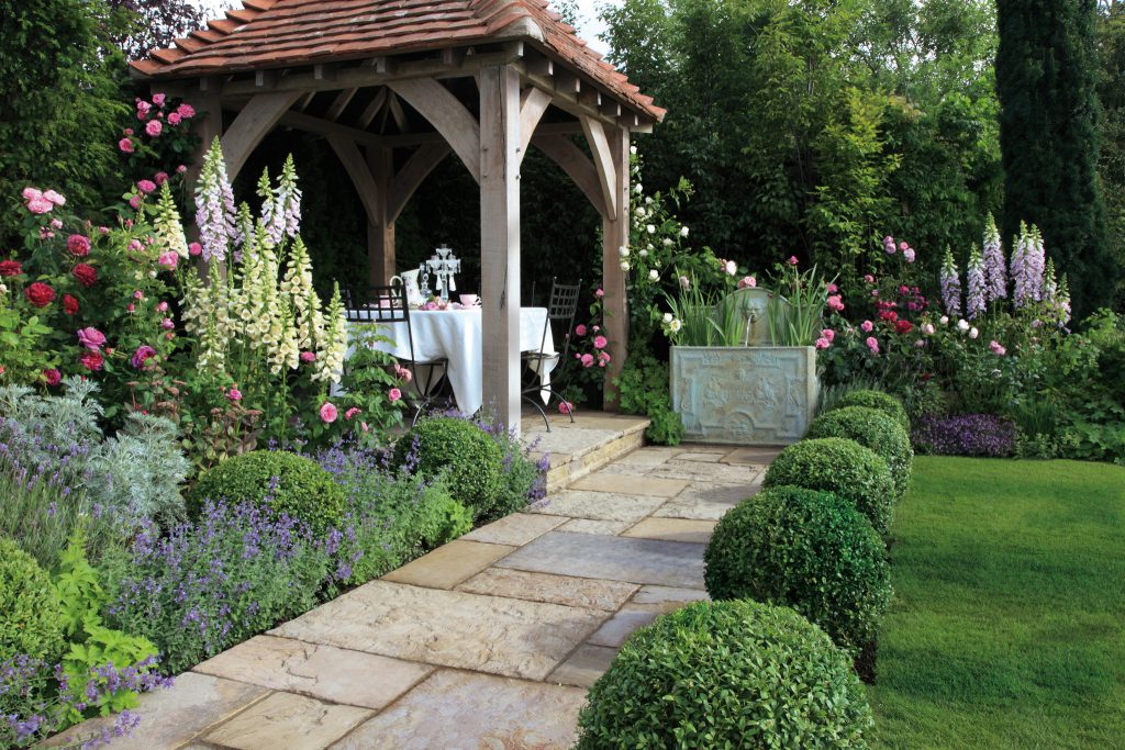 Laying a garden path with concrete pavers