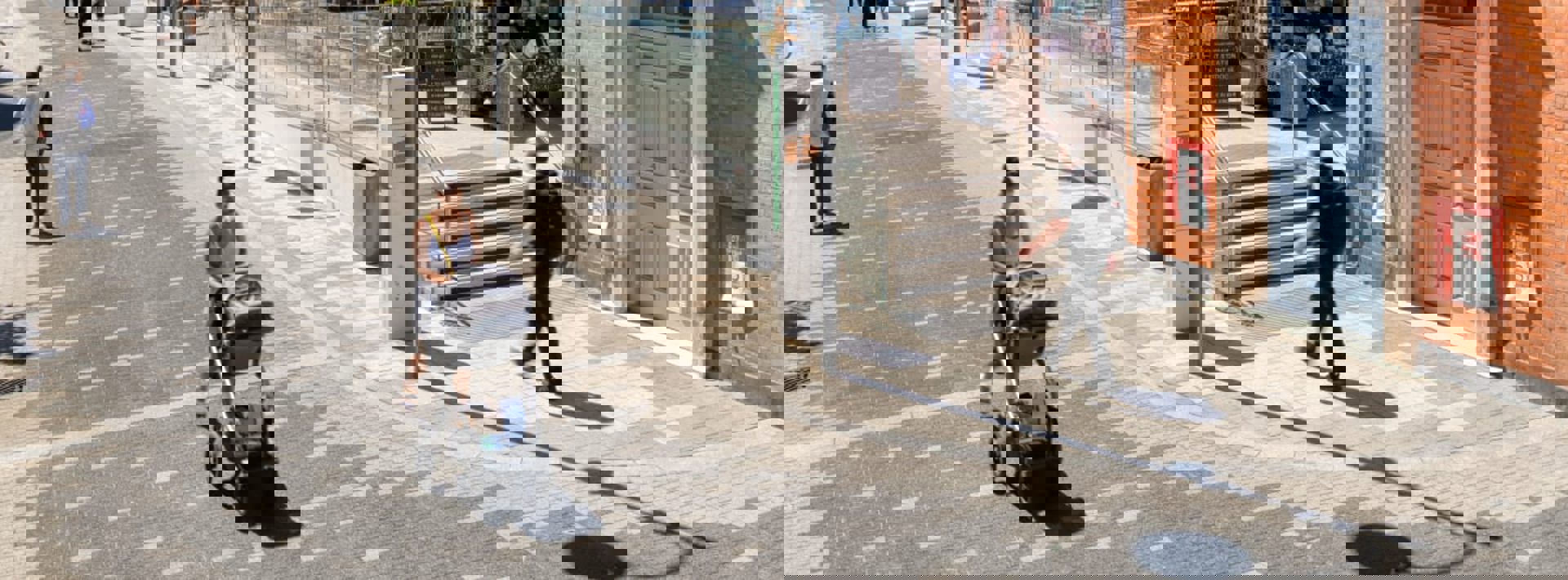 Members of the public walking in Islington square