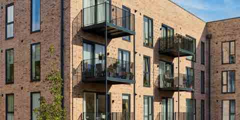 A block of flats built using Marshalls Glencoe Vintage Stock Facing Brick